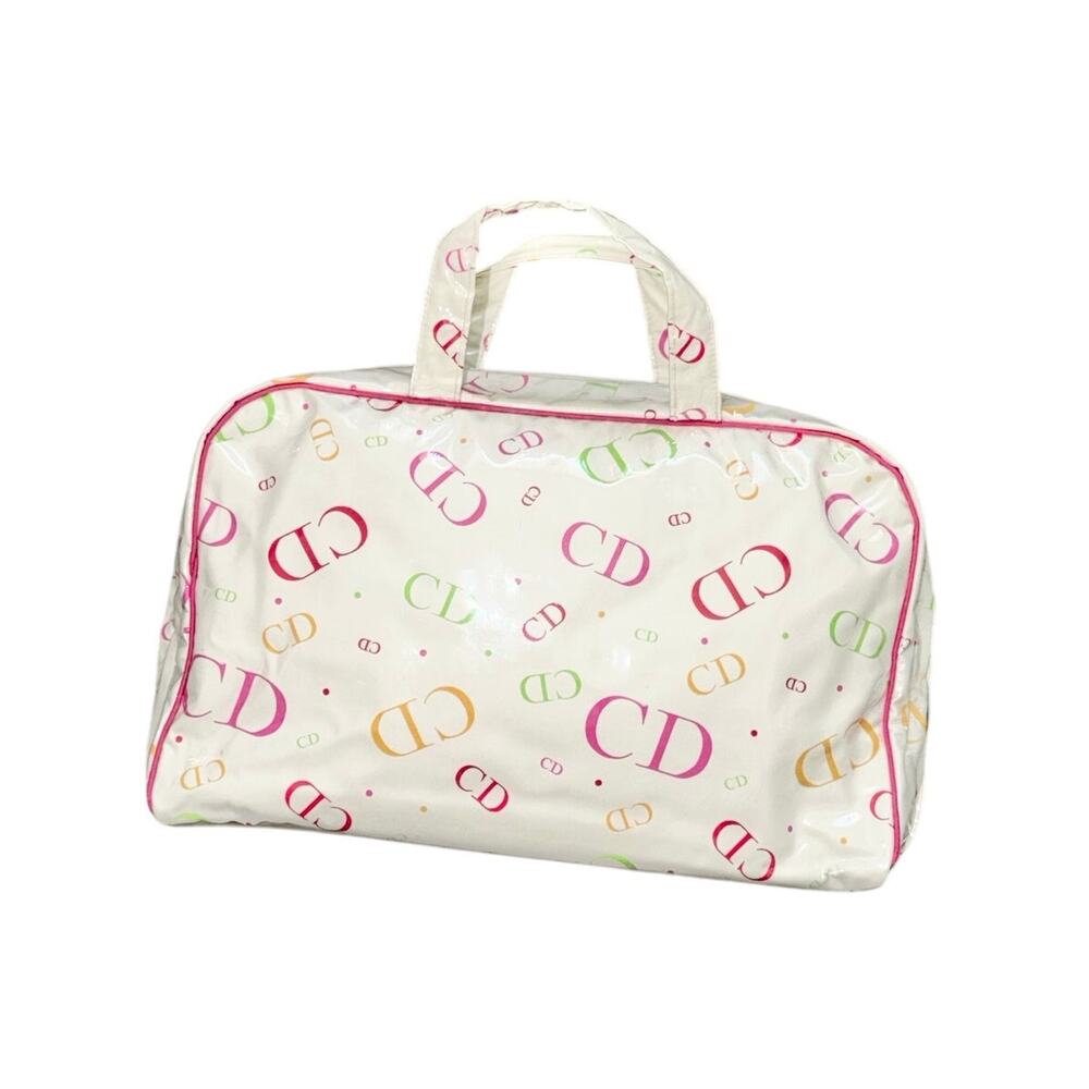 Vintage Christian Dior Rainbow CD Logo LARGE Top Handle Carry Case Travel Bag